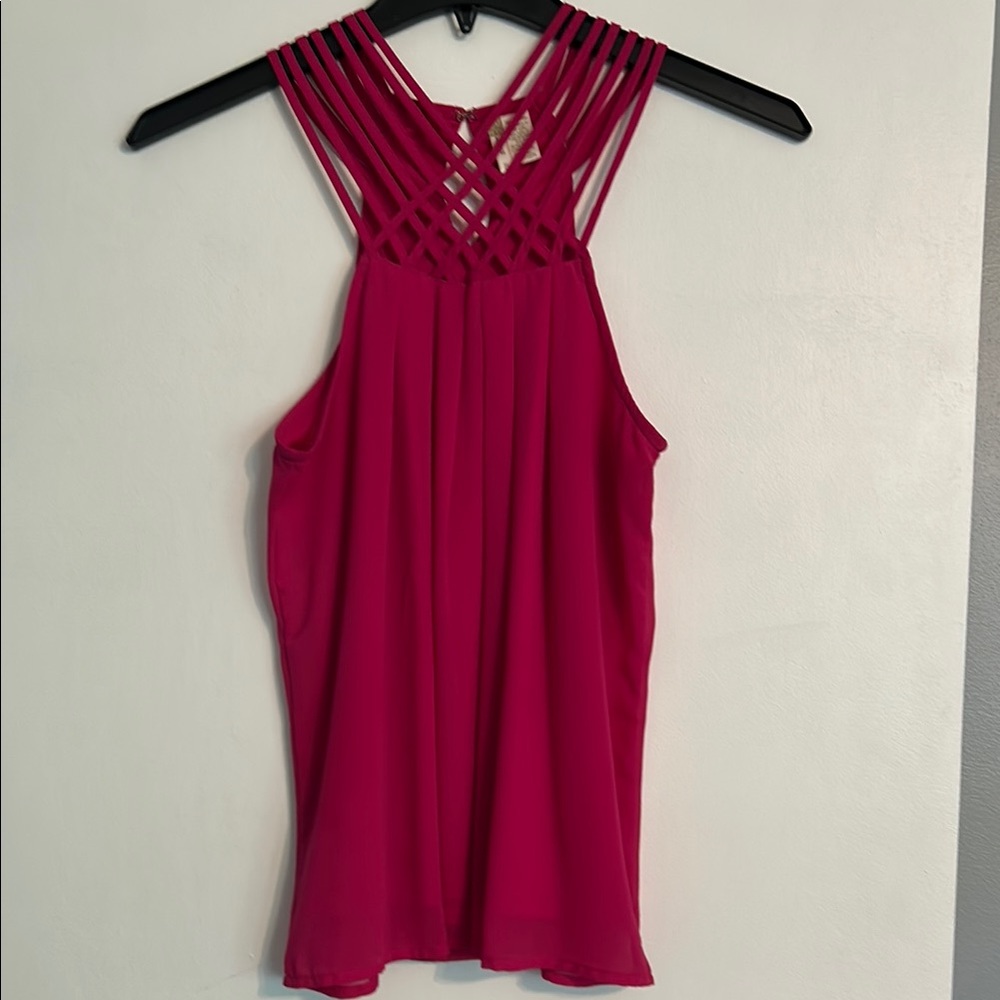 Japana Hot Pink Strappy Women’s Lined Tank Top Summer Lightweight Sexy Small